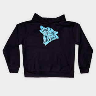 just a girl who loves wolves Kids Hoodie